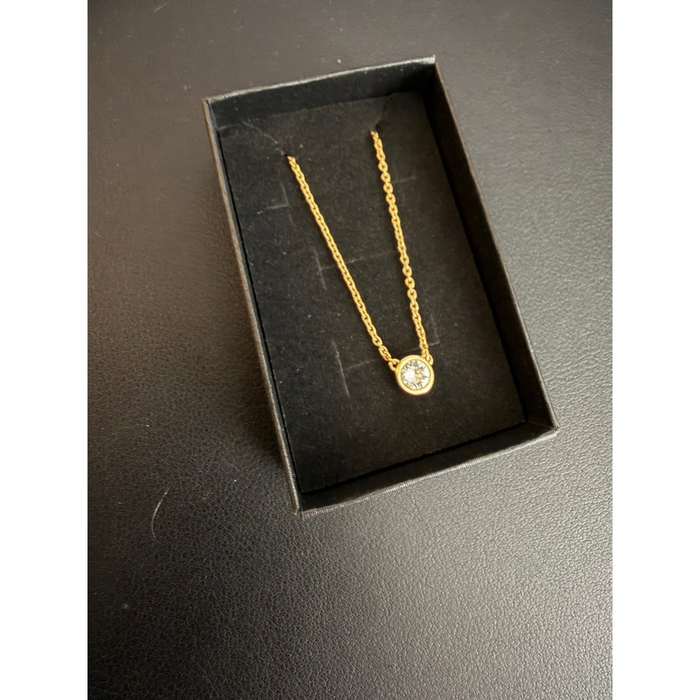 Swarovski Solitaire Necklace Gold Tone Bezel - Picture 9 of 10